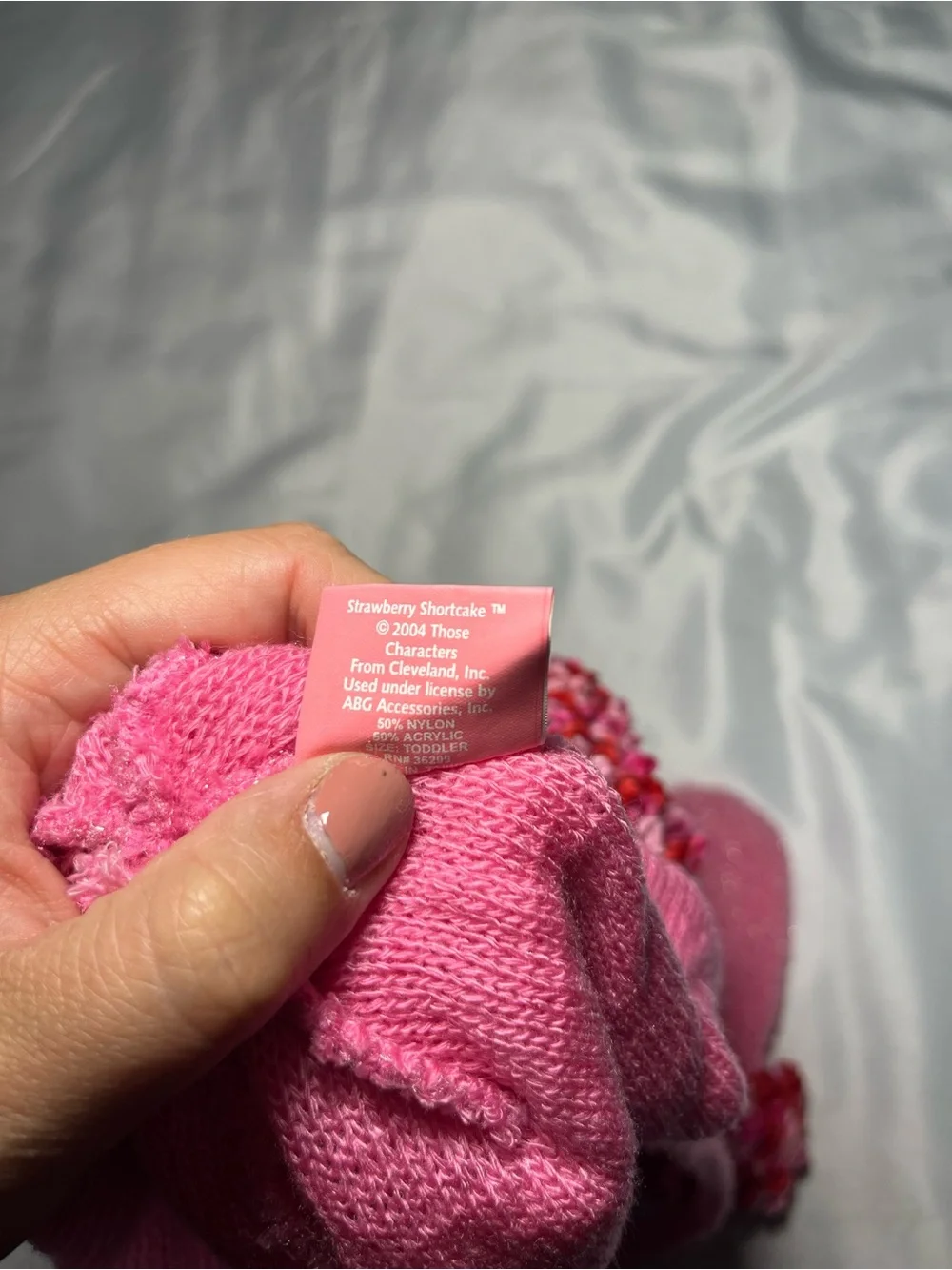 Vintage 2004 Strawberry Shortcake Hat & Mittens Set Pink Red Beanie Rare Youth